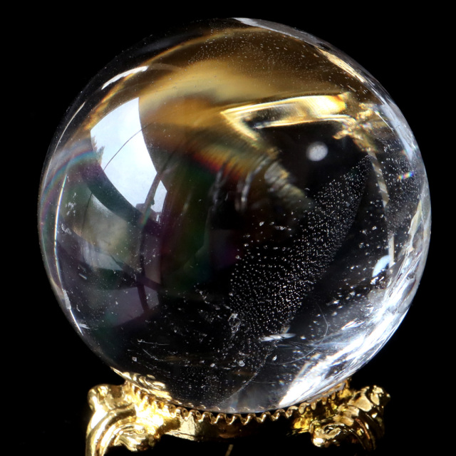 レムリアンシード 水晶 丸玉 台座付き 1点もの AAAAA 虹入り レインボー 天然石 ブラジル バイーア州産 証明書付き ヒーリング