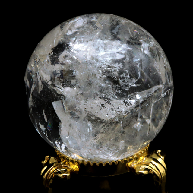 レムリアンシード 水晶 丸玉 台座付き ブラジル バイーア州 アレグレ産 1点もの 虹入り レインボー 天然石 証明書付き ヒーリング
