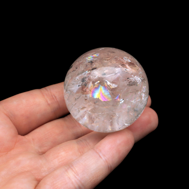 レムリアンシード 水晶 丸玉 台座付き ブラジル バイーア州 アレグレ産 1点もの 虹入り レインボー 天然石 証明書付き ヒーリング