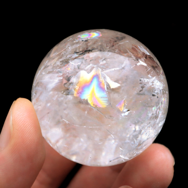 レムリアンシード 水晶 丸玉 台座付き ブラジル バイーア州 アレグレ産 1点もの 虹入り レインボー 天然石 証明書付き ヒーリング