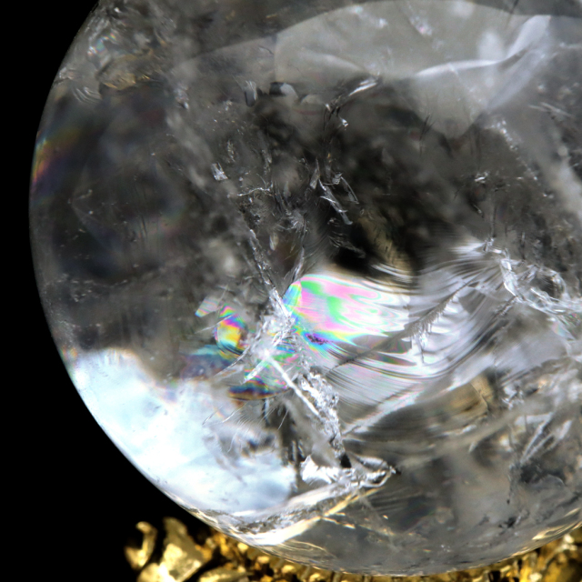 レムリアンシード 水晶 丸玉 台座付き ブラジル バイーア州 アレグレ産 1点もの 虹入り レインボー 天然石 証明書付き ヒーリング