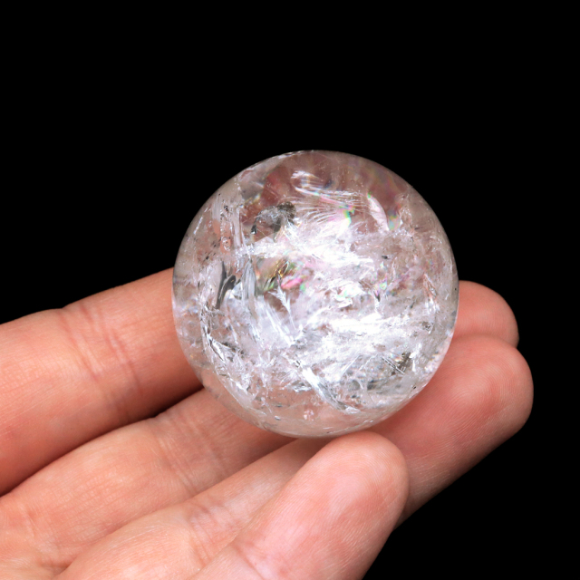 レムリアンシード 水晶 丸玉 台座付き ブラジル バイーア州 アレグレ産 1点もの 虹入り レインボー 天然石 証明書付き ヒーリング