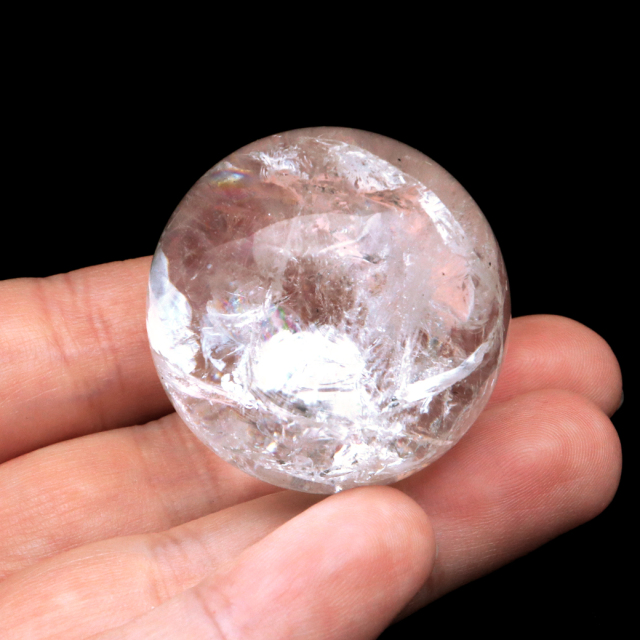 レムリアンシード 水晶 丸玉 台座付き ブラジル バイーア州 アレグレ産 1点もの 虹入り レインボー 天然石 証明書付き ヒーリング