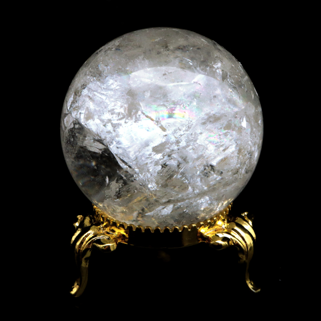 レムリアンシード 水晶 丸玉 台座付き ブラジル バイーア州 アレグレ産 1点もの 虹入り レインボー 天然石 証明書付き ヒーリング