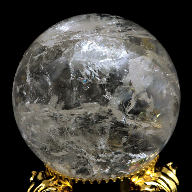 レムリアンシード 水晶 丸玉 台座付き ブラジル バイーア州 アレグレ産 1点もの 虹入り レインボー 天然石 証明書付き ヒーリング