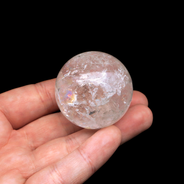 レムリアンシード 水晶 丸玉 台座付き ブラジル バイーア州 アレグレ産 1点もの 虹入り レインボー 天然石 証明書付き ヒーリング