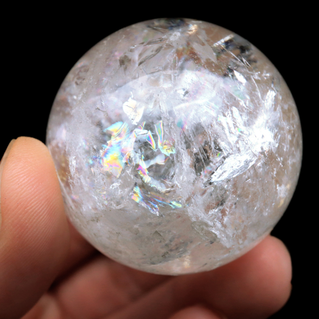 レムリアンシード 水晶 丸玉 台座付き ブラジル バイーア州 アレグレ産 1点もの 虹入り レインボー 天然石 証明書付き ヒーリング