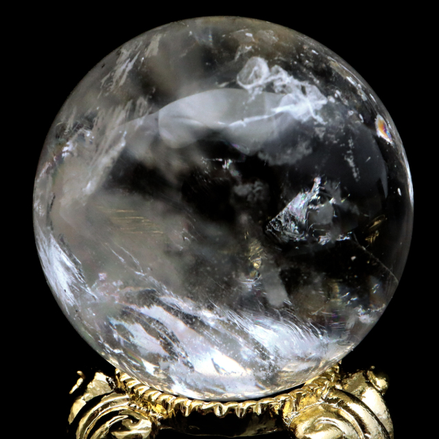 レムリアンシード 水晶 丸玉 台座付き ブラジル バイーア州 アレグレ産 1点もの 虹入り レインボー 天然石 証明書付き ヒーリング