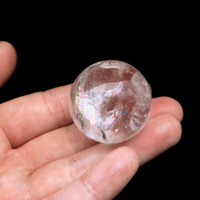 レムリアンシード 水晶 丸玉 台座付き ブラジル バイーア州 アレグレ産 1点もの 虹入り レインボー 天然石 証明書付き ヒーリング