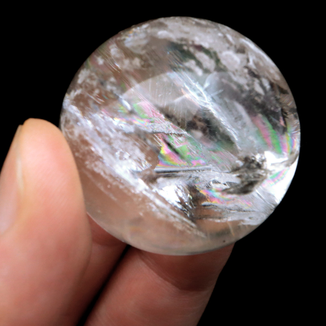レムリアンシード 水晶 丸玉 台座付き ブラジル バイーア州 アレグレ産 1点もの 虹入り レインボー 天然石 証明書付き ヒーリング