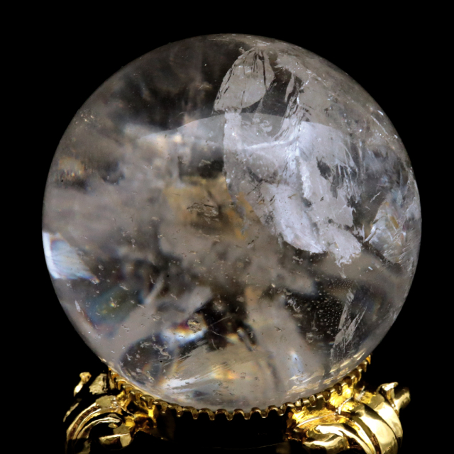 レムリアンシード 水晶 丸玉 台座付き ブラジル バイーア州 アレグレ産 1点もの 虹入り レインボー 天然石 証明書付き ヒーリング