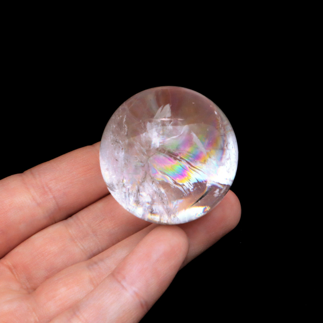 レムリアンシード 水晶 丸玉 台座付き ブラジル バイーア州 アレグレ産 1点もの 虹入り レインボー 天然石 証明書付き ヒーリング