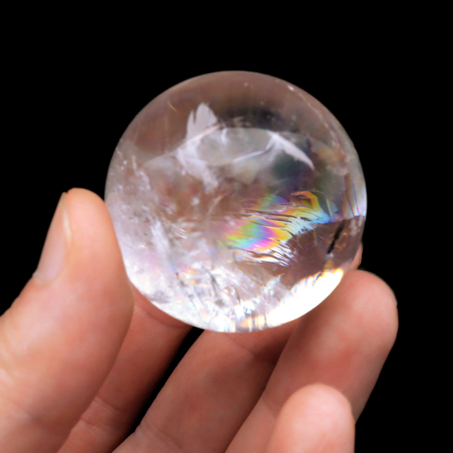 レムリアンシード 水晶 丸玉 台座付き ブラジル バイーア州 アレグレ産 1点もの 虹入り レインボー 天然石 証明書付き ヒーリング