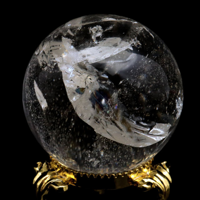 レムリアンシード 水晶 丸玉 台座付き ブラジル バイーア州 アレグレ産 1点もの 虹入り レインボー 天然石 証明書付き ヒーリング