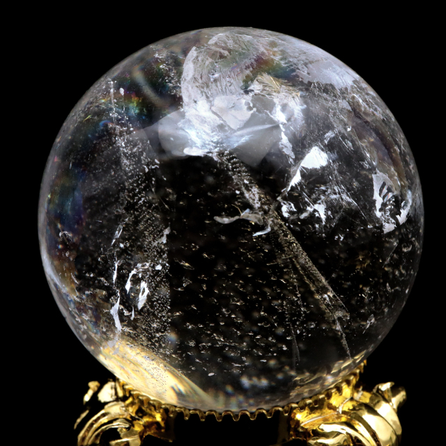 レムリアンシード 水晶 丸玉 台座付き ブラジル バイーア州 アレグレ産 1点もの 虹入り レインボー 天然石 証明書付き ヒーリング