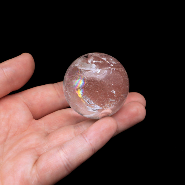 レムリアンシード 水晶 丸玉 台座付き ブラジル バイーア州 アレグレ産 1点もの 虹入り レインボー 天然石 証明書付き ヒーリング