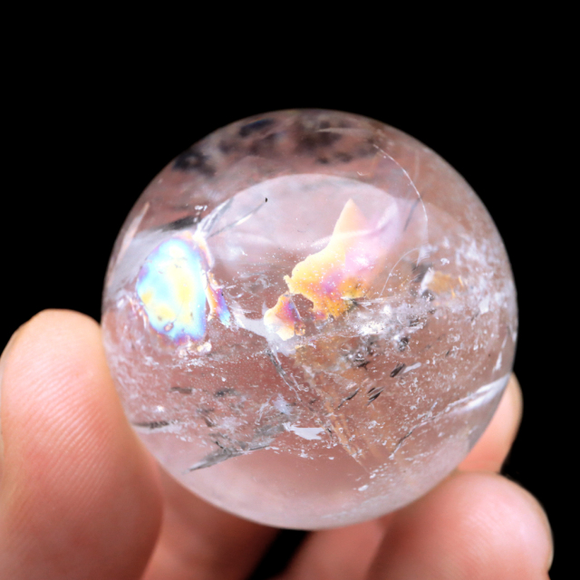 レムリアンシード 水晶 丸玉 台座付き ブラジル バイーア州 アレグレ産 1点もの 虹入り レインボー 天然石 証明書付き ヒーリング