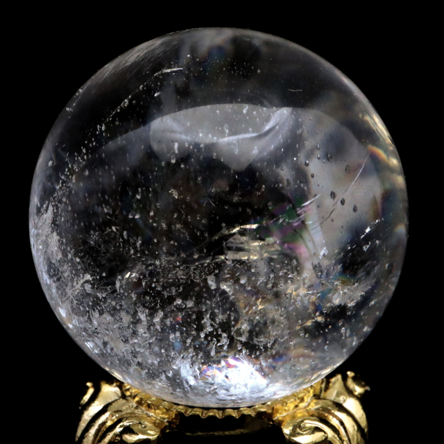 レムリアンシード 水晶 丸玉 台座付き ブラジル バイーア州 アレグレ産 1点もの 虹入り レインボー 天然石 証明書付き ヒーリング