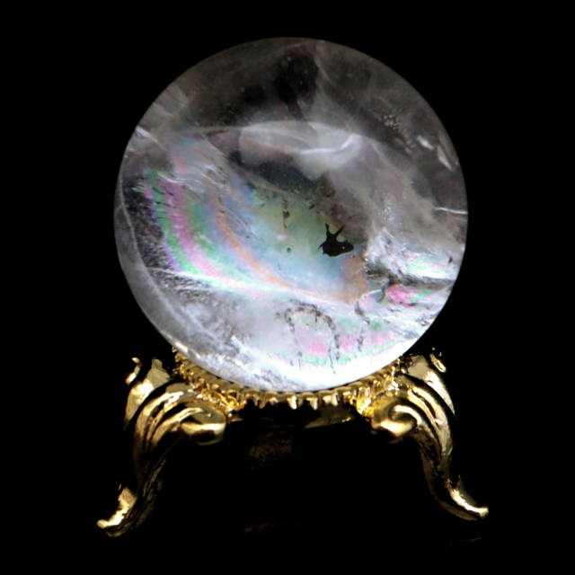レムリアンシード 水晶 丸玉 台座付き ブラジル バイーア州 アレグレ産 1点もの 虹入り レインボー 天然石 証明書付き ヒーリング