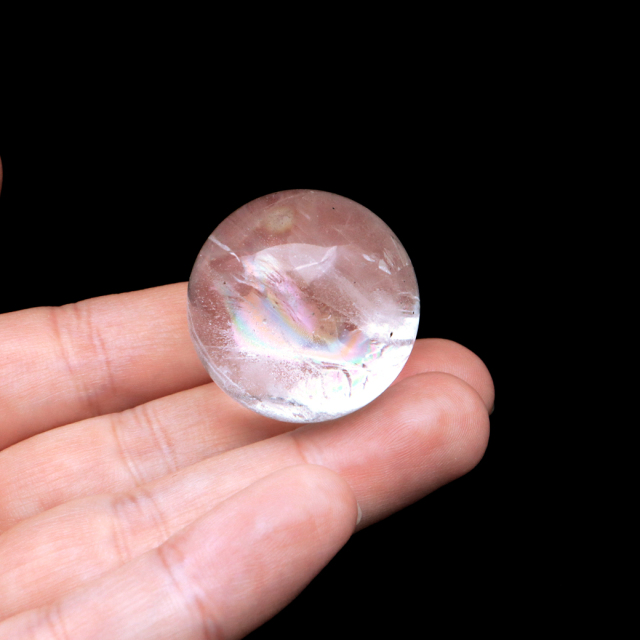 レムリアンシード 水晶 丸玉 台座付き ブラジル バイーア州 アレグレ産 1点もの 虹入り レインボー 天然石 証明書付き ヒーリング