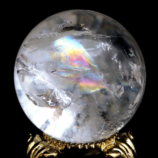 レムリアンシード 水晶 丸玉 台座付き ブラジル バイーア州 アレグレ産 1点もの 虹入り レインボー 天然石 証明書付き ヒーリング