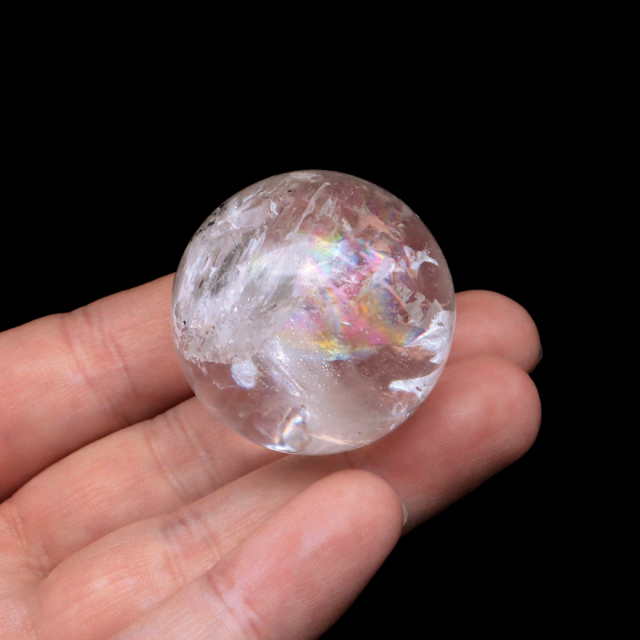 レムリアンシード 水晶 丸玉 台座付き ブラジル バイーア州 アレグレ産 1点もの 虹入り レインボー 天然石 証明書付き ヒーリング