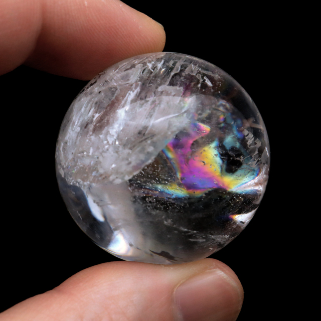 レムリアンシード 水晶 丸玉 台座付き ブラジル バイーア州 アレグレ産 1点もの 虹入り レインボー 天然石 証明書付き ヒーリング
