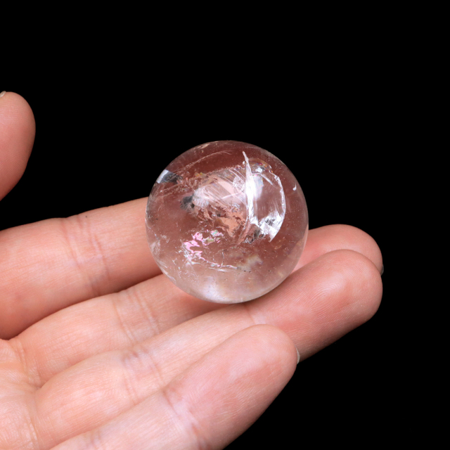 レムリアンシード 水晶 丸玉 台座付き ブラジル バイーア州 アレグレ産 1点もの 虹入り レインボー 天然石 証明書付き ヒーリング
