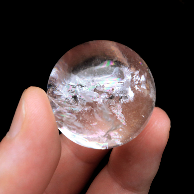 レムリアンシード 水晶 丸玉 台座付き ブラジル バイーア州 アレグレ産 1点もの 虹入り レインボー 天然石 証明書付き ヒーリング