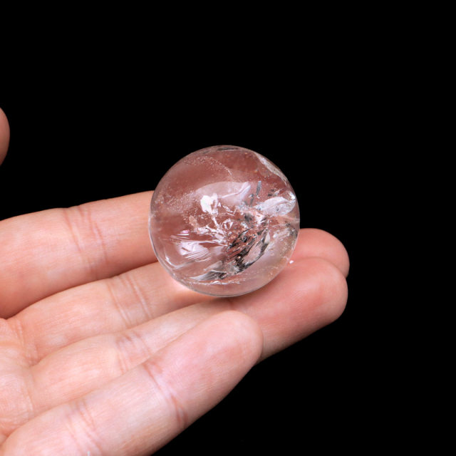 レムリアンシード 水晶 丸玉 台座付き ブラジル バイーア州 アレグレ産 1点もの 虹入り レインボー 天然石 証明書付き ヒーリング