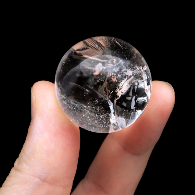 レムリアンシード 水晶 丸玉 台座付き ブラジル バイーア州 アレグレ産 1点もの 虹入り レインボー 天然石 証明書付き ヒーリング