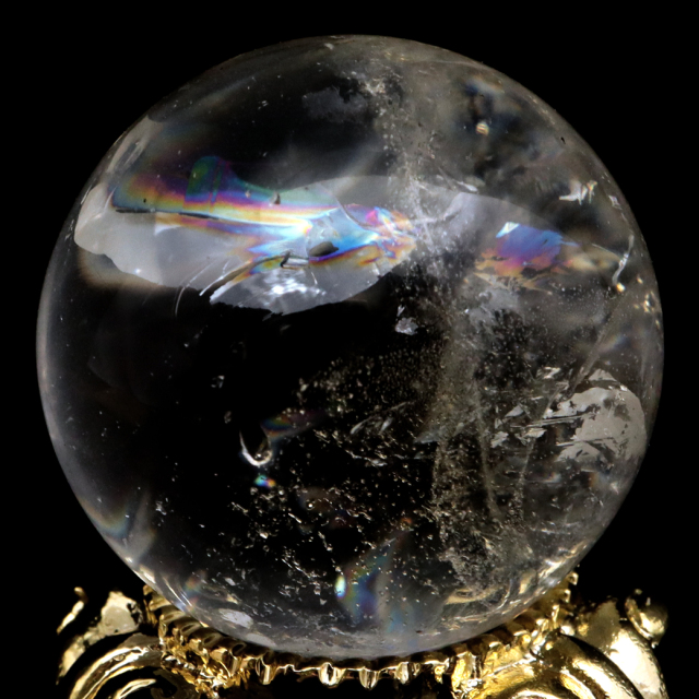 レムリアンシード 水晶 丸玉 台座付き ブラジル バイーア州 アレグレ産 1点もの 虹入り レインボー 天然石 証明書付き ヒーリング