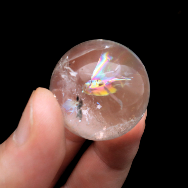 レムリアンシード 水晶 丸玉 台座付き ブラジル バイーア州 アレグレ産 1点もの 虹入り レインボー 天然石 証明書付き ヒーリング