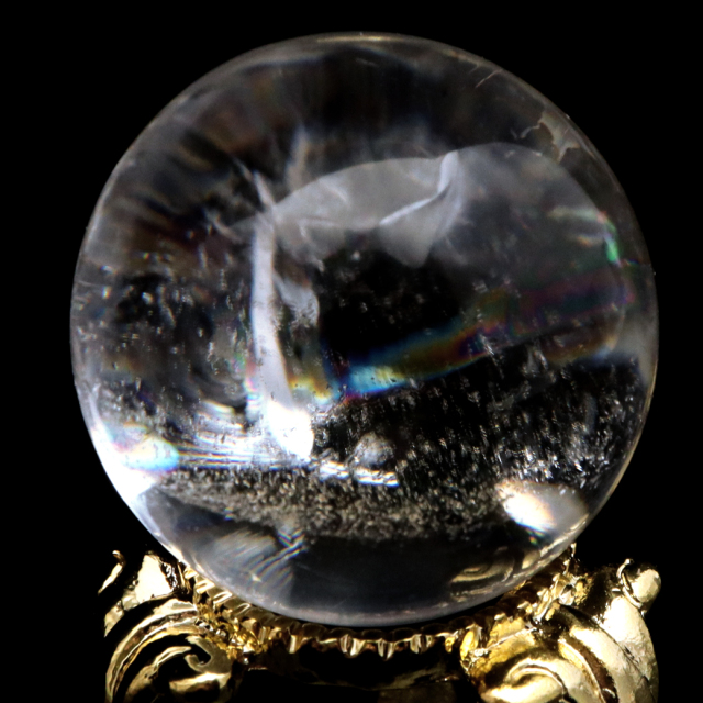 レムリアンシード 水晶 丸玉 台座付き ブラジル バイーア州 アレグレ産 1点もの 虹入り レインボー 天然石 証明書付き ヒーリング