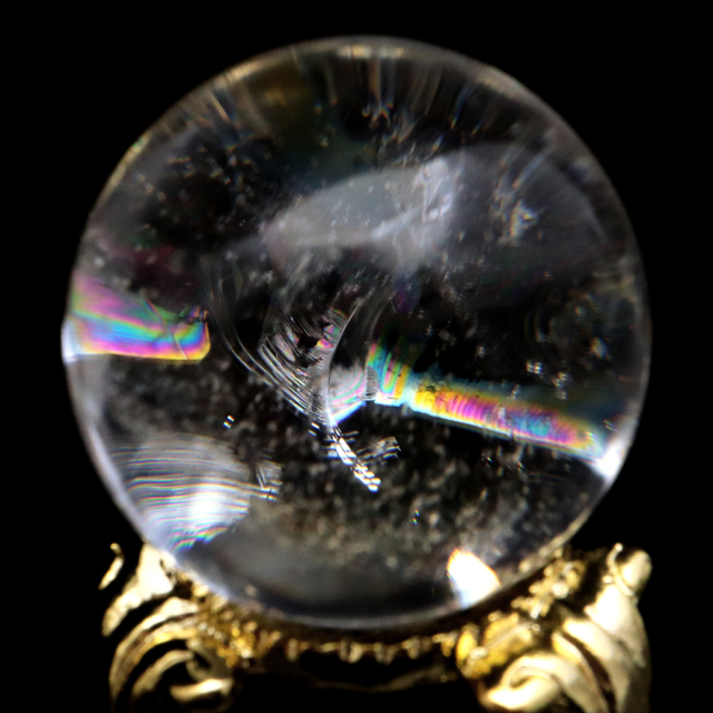 レムリアンシード 水晶 丸玉 台座付き ブラジル バイーア州 アレグレ産 1点もの 虹入り レインボー 天然石 証明書付き ヒーリング