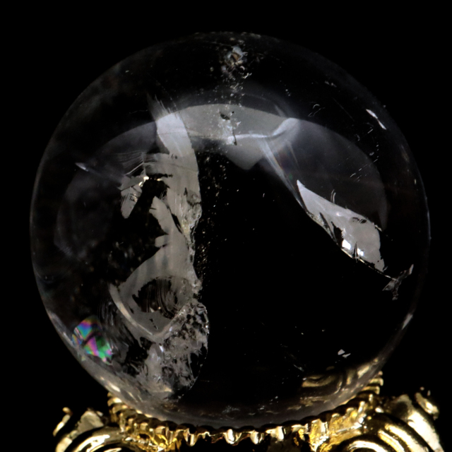 レムリアンシード 水晶 丸玉 台座付き ブラジル バイーア州 アレグレ産 1点もの 虹入り レインボー 天然石 証明書付き ヒーリング