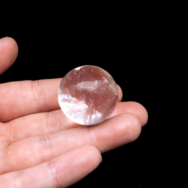 レムリアンシード 水晶 丸玉 台座付き ブラジル バイーア州 アレグレ産 1点もの 虹入り レインボー 天然石 証明書付き ヒーリング