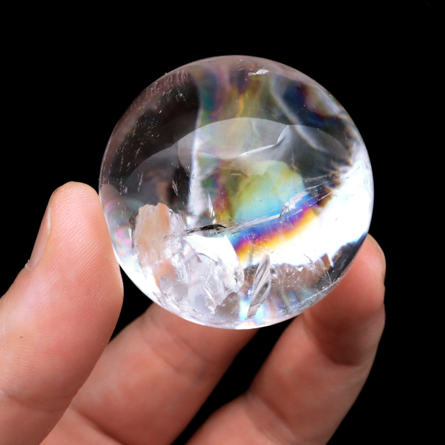 レムリアンシード 水晶 丸玉 台座付き ブラジル バイーア州 セントセ産 1点もの 虹入り レインボー 天然石 証明書付き ヒーリング