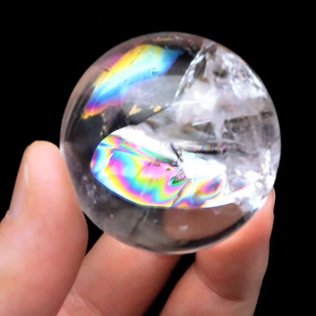 レムリアンシード 水晶 丸玉 台座付き ブラジル バイーア州 セントセ産 1点もの 虹入り レインボー 天然石 証明書付き ヒーリング