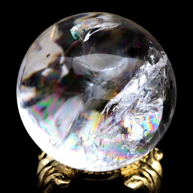 レムリアンシード 水晶 丸玉 台座付き ブラジル バイーア州 セントセ産 1点もの 虹入り レインボー 天然石 証明書付き ヒーリング