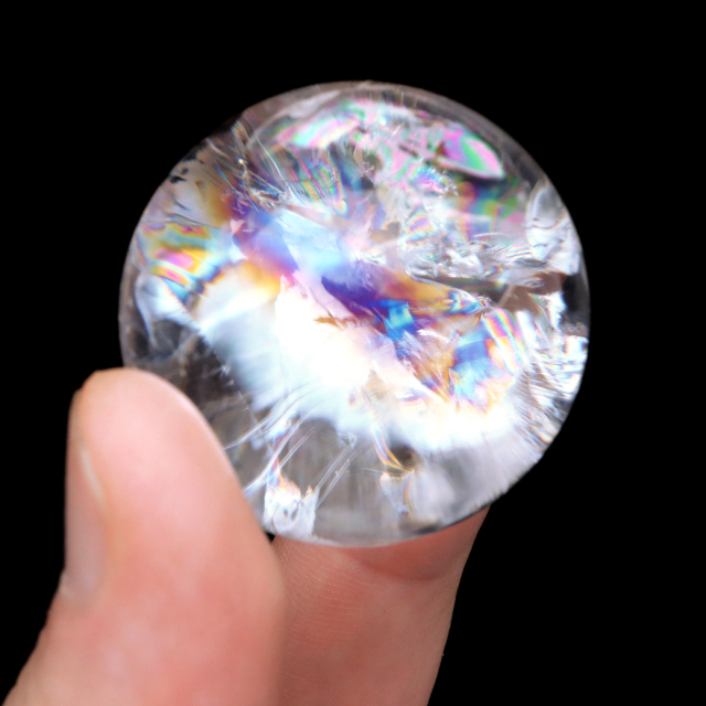 レムリアンシード 水晶 丸玉 台座付き ブラジル バイーア州 セントセ産 1点もの 虹入り レインボー 天然石 証明書付き ヒーリング