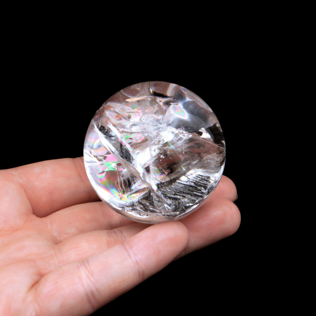 レムリアンシード 水晶 丸玉 台座付き ブラジル バイーア州 セントセ産 1点もの 虹入り レインボー 天然石 証明書付き ヒーリング