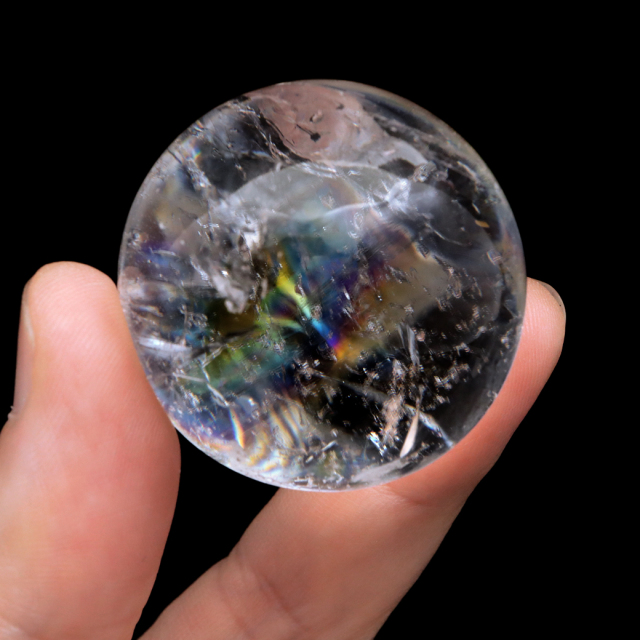 レムリアンシード 水晶 丸玉 台座付き ブラジル バイーア州 セントセ産 1点もの 虹入り レインボー 天然石 証明書付き ヒーリング