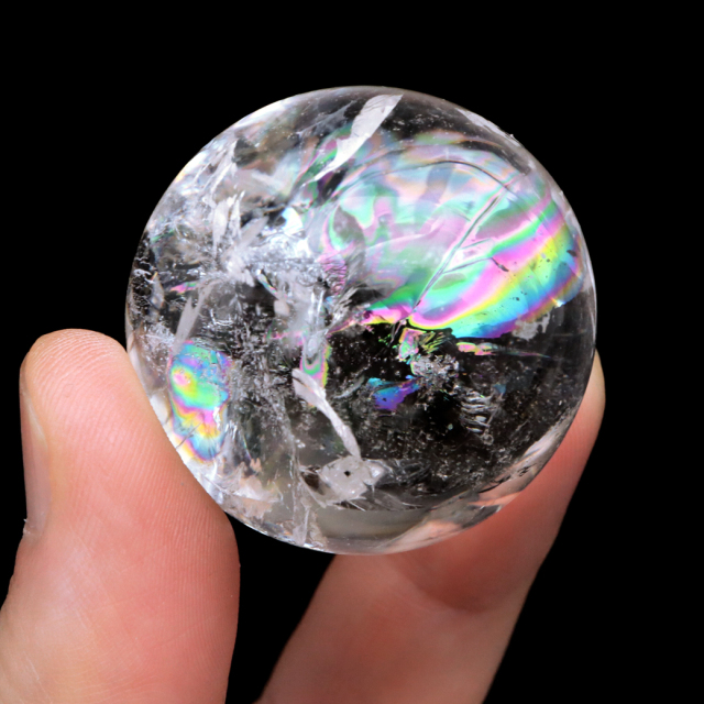 レムリアンシード 水晶 丸玉 台座付き ブラジル バイーア州 セントセ産 1点もの 虹入り レインボー 天然石 証明書付き ヒーリング
