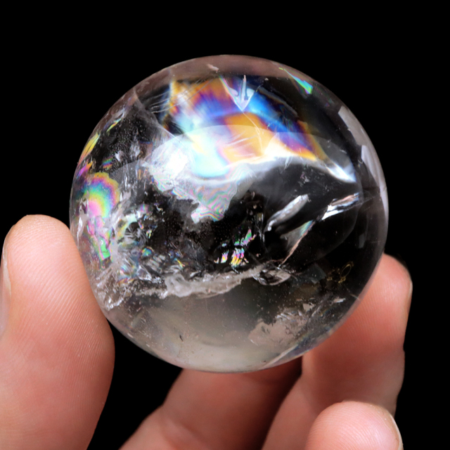 レムリアンシード 水晶 丸玉 台座付き ブラジル バイーア州 セントセ産 1点もの 虹入り レインボー 天然石 証明書付き ヒーリング