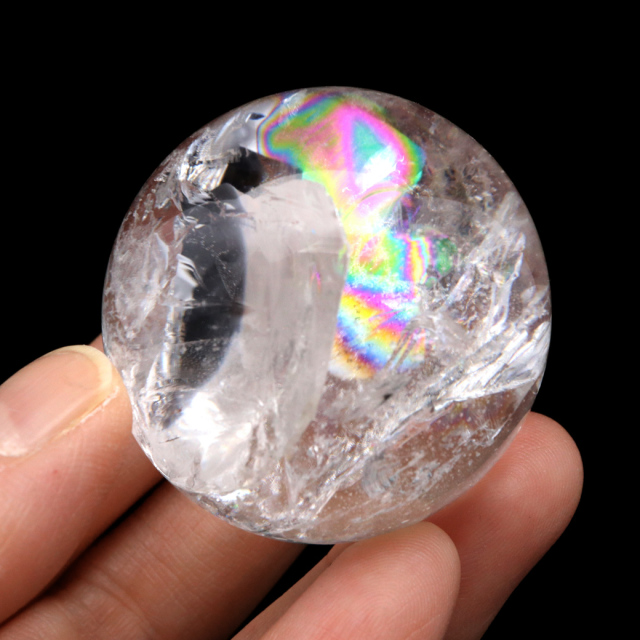 レムリアンシード 水晶 丸玉 台座付き ブラジル バイーア州 セントセ産 AAAAA 直径43mm 1点もの 虹入り レインボー
