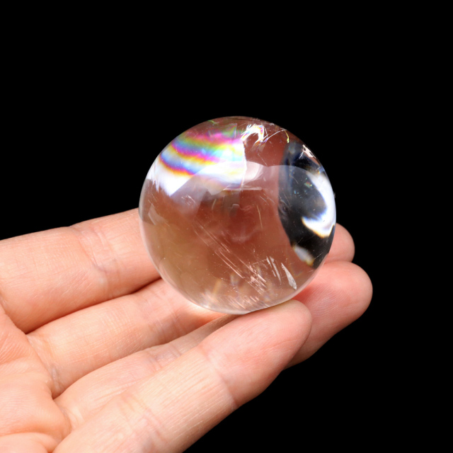 レムリアンシード 水晶 丸玉 台座付き ブラジル バイーア州 セントセ産 AAAAA 直径43mm 1点もの 虹入り レインボー