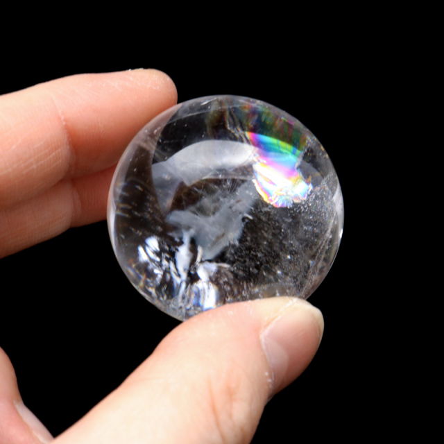 レムリアンシード 水晶 丸玉 台座付き ブラジル バイーア州 セントセ産 AAAAA 直径43mm 1点もの 虹入り レインボー