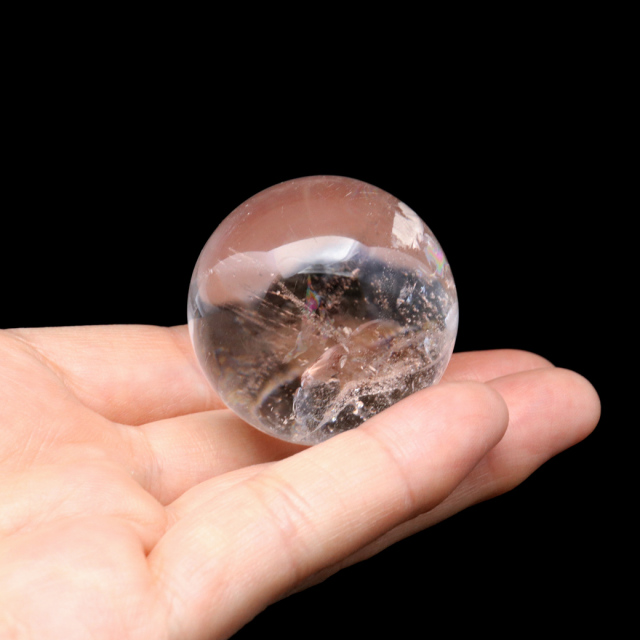 レムリアンシード 水晶 丸玉 台座付き ブラジル バイーア州 セントセ産 AAAAA 直径43mm 1点もの 虹入り レインボー