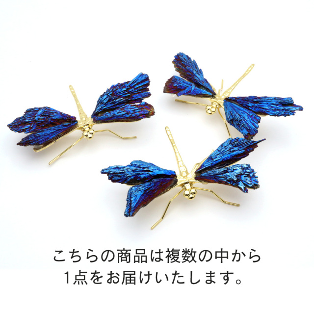 とんぼ 置き物 GOLD カイヤナイト 天然石付き オーラ加工 虫 モチーフ